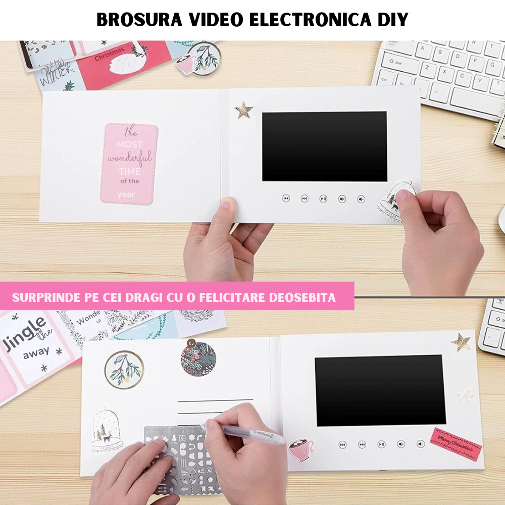 Album foto/video digital, Metoda de publicitate comerciala portabila, Felicitare electronica, Brosuri digitale cu ecran LCD, Ecran color 4.3inch diagonala, Rezolutie video 1080p Full HD, Boxa integrata