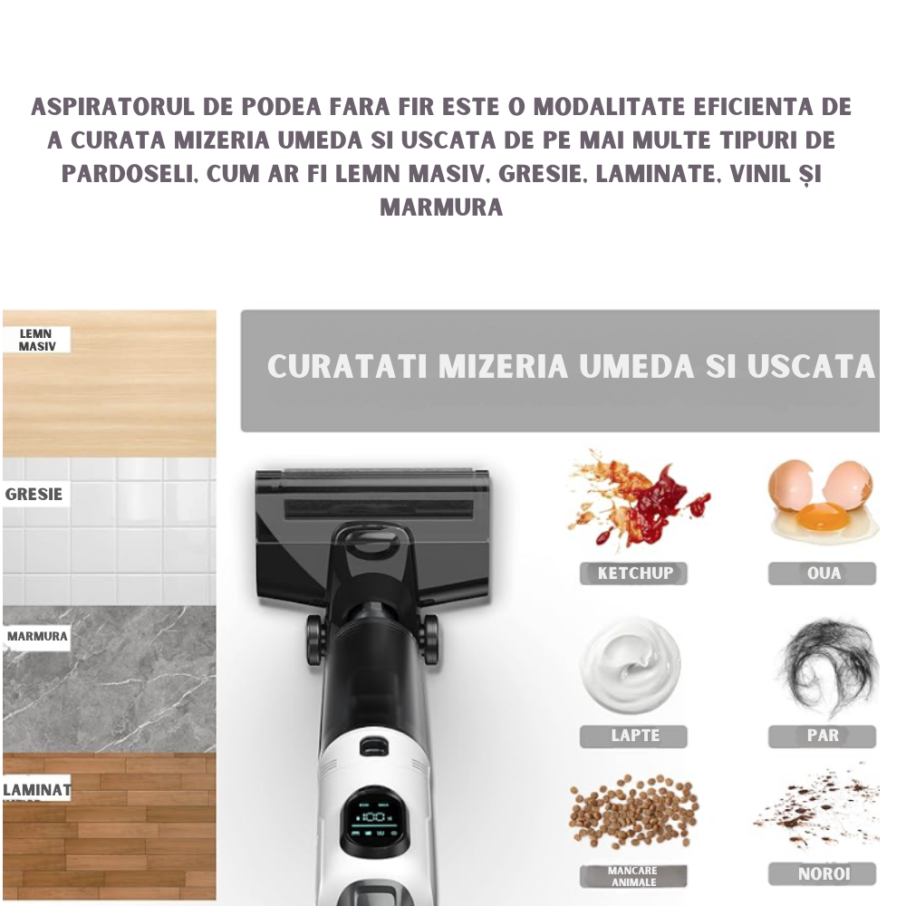 Aspirator si Mop Umed-Uscat Fara Fir